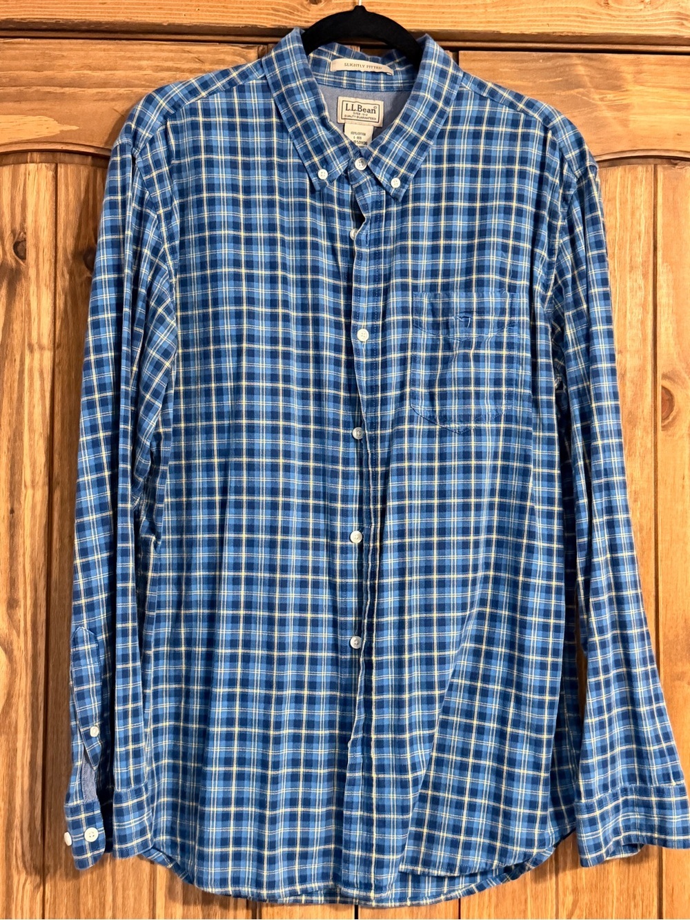 L.L. Bean Blue Plaid Long-Sleeve Button-Down Shirt